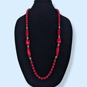 (2/$20) Vintage Red Beaded Necklace